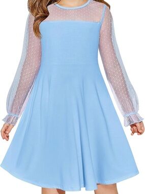 Light Blue Mesh Sleeve Girl toddler Dress, baby or wedding shower Mommy & Me